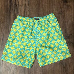 Club Room Turquoise and Yellow Turtle Print Shorts